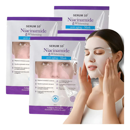 4 MASCARILLAS ACLARANTES NIACINAMIDA TRATAMIENTO PARA EL MES COMPLETO
